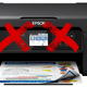 An image of an epson printer with two red x's over the screen